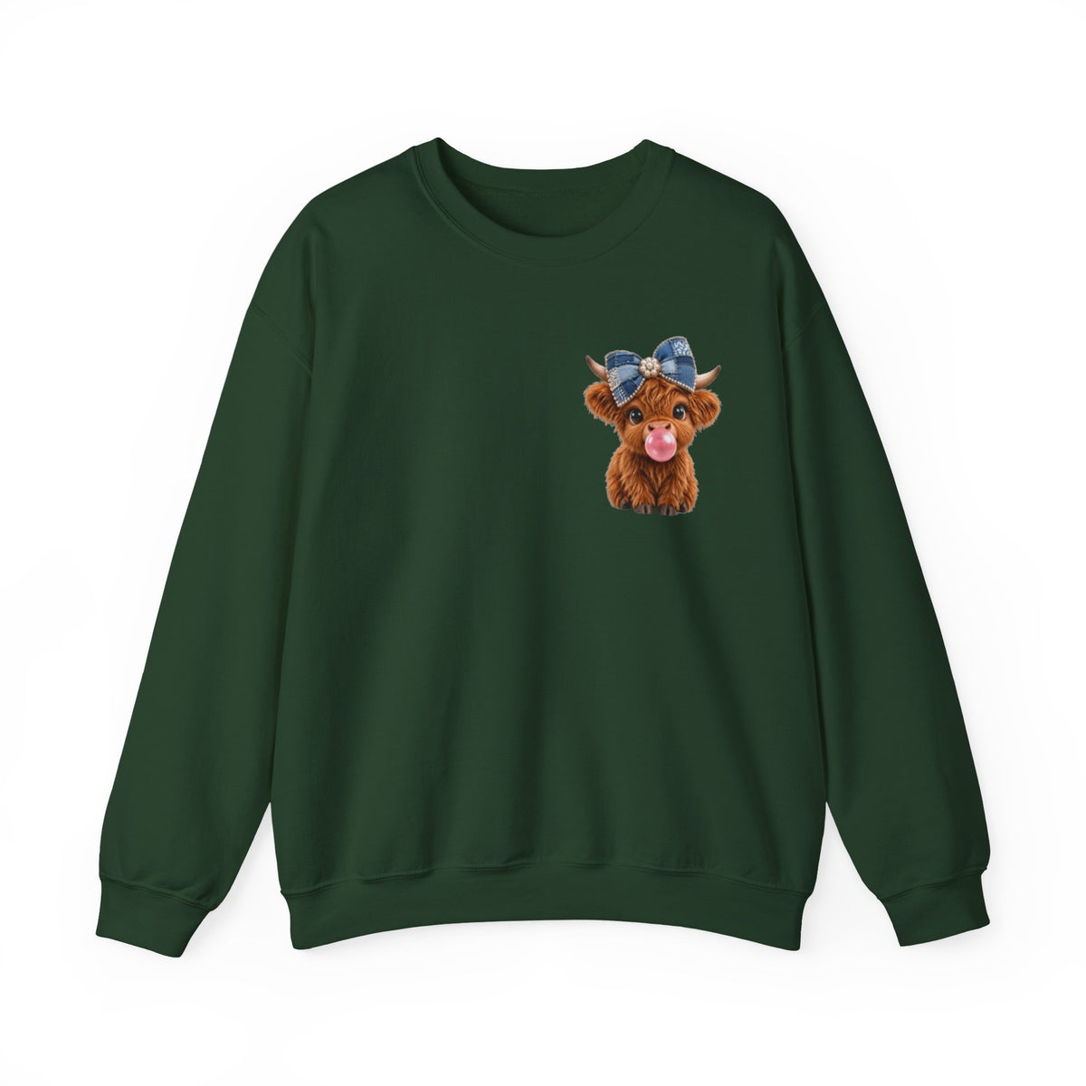 Sweatshirt mit niedlichem Hochlandrind – bestickt