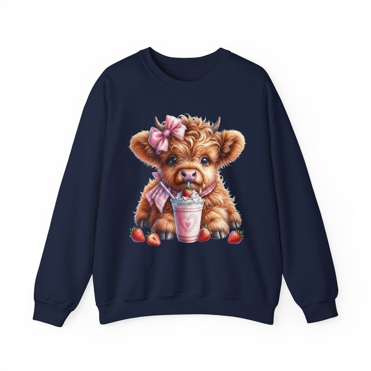 Sweatshirt mit Hochlandkalb und Erdbeerdrink