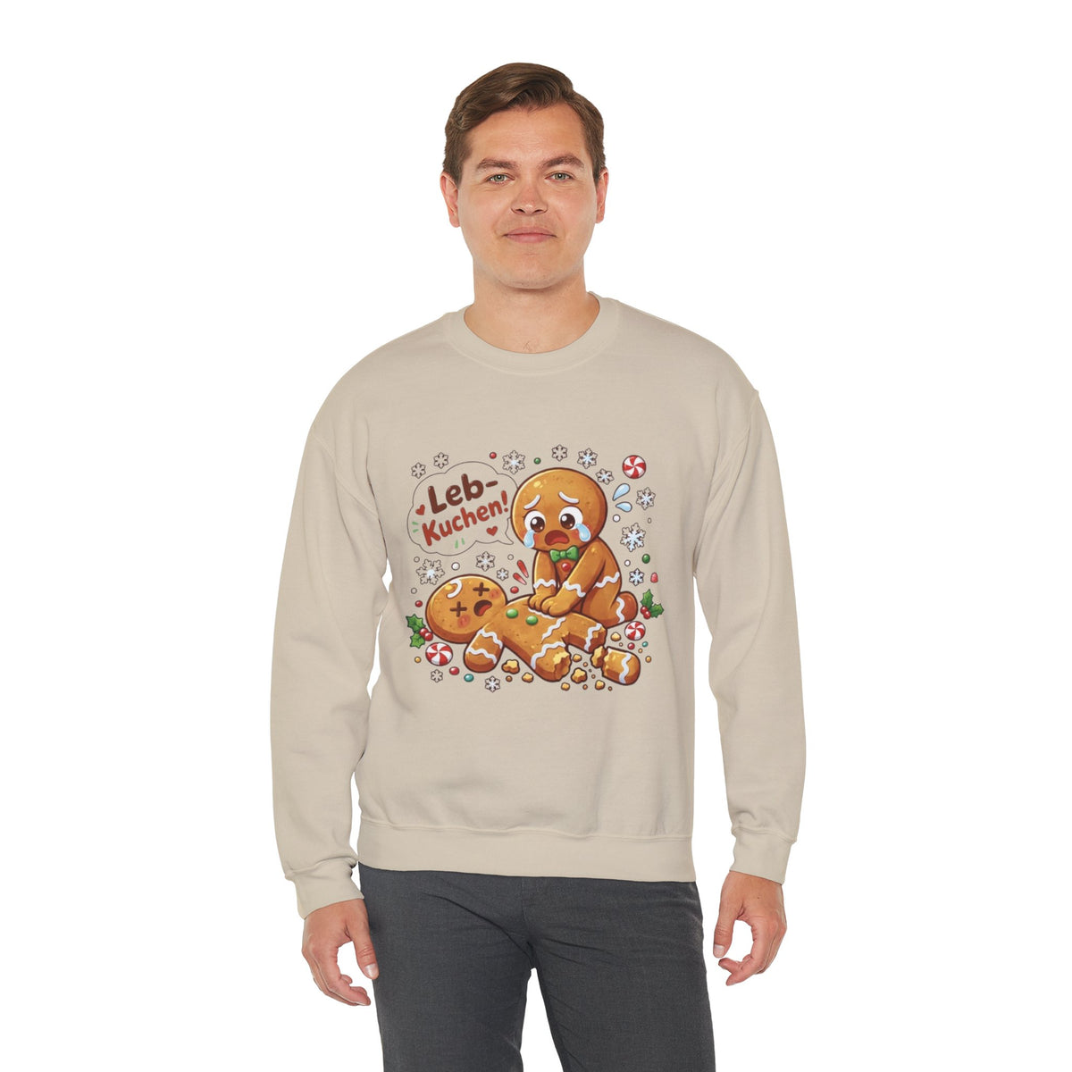 Weihnachtssweatshirt mit lustigem Lebkuchen-Motiv