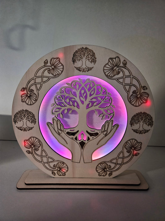 LED-Lampe Lebensbaum mit RGB-Farbwechsel und Powerbank – Ø 26 cm