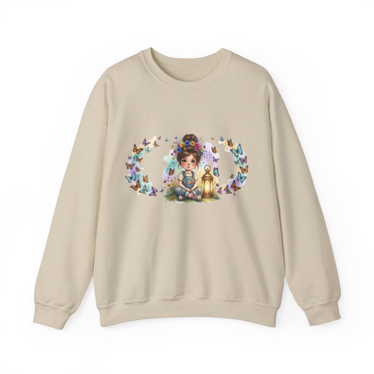 Sweatshirt mit Mädchen, Laterne und Schmetterlingen