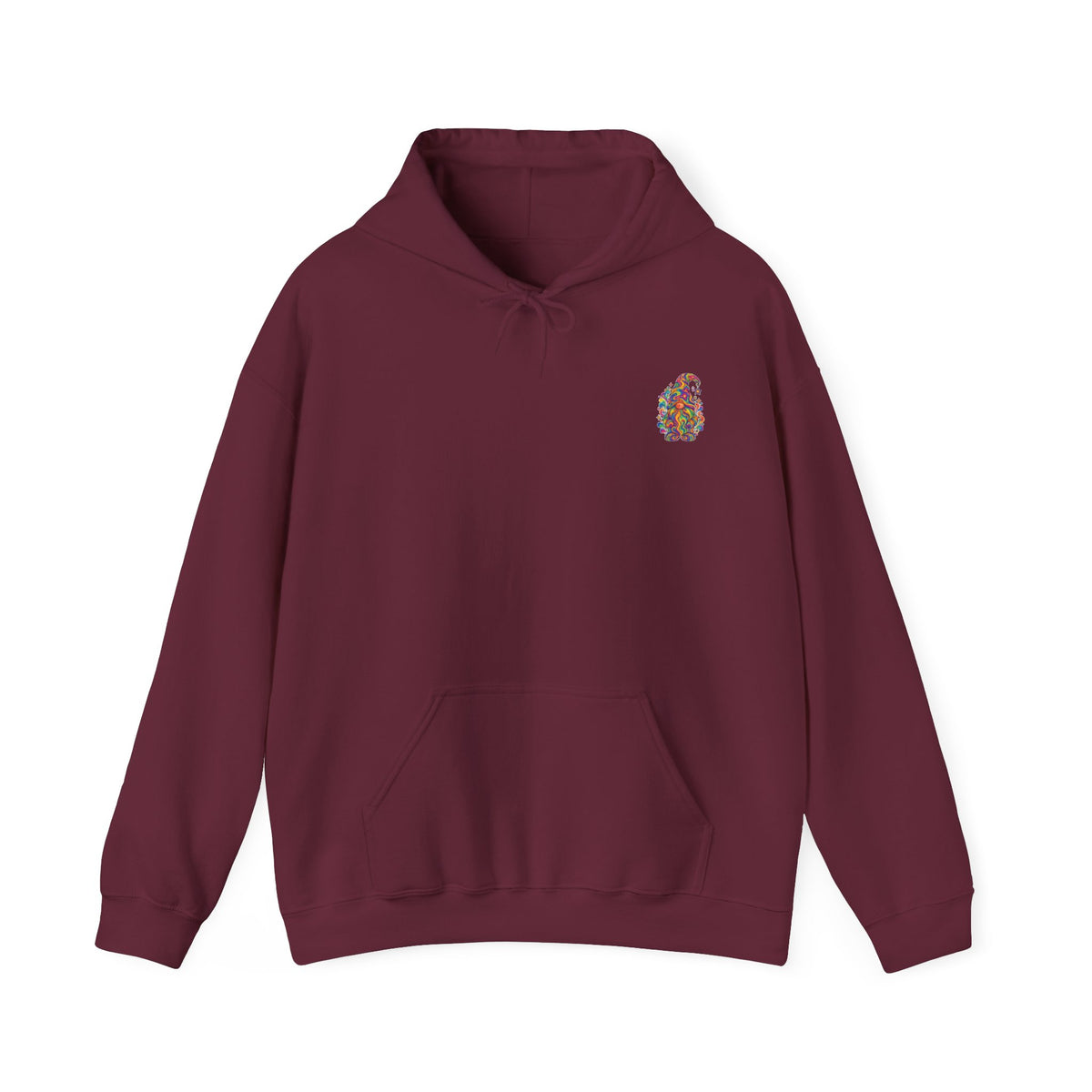 Hoodie mit buntem psychedelischem Wichtel-Motiv