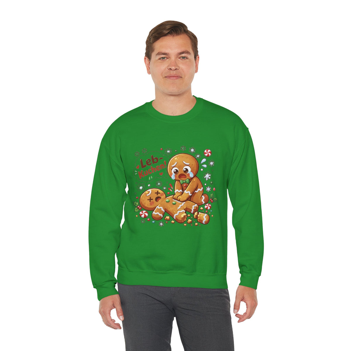 Weihnachtssweatshirt mit lustigem Lebkuchen-Motiv