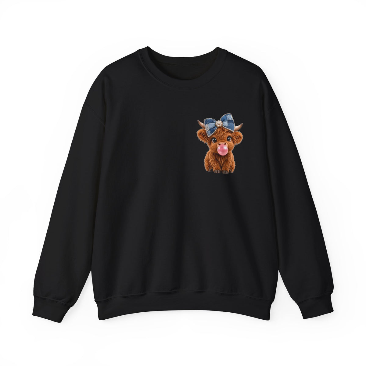 Sweatshirt mit niedlichem Hochlandrind – bestickt