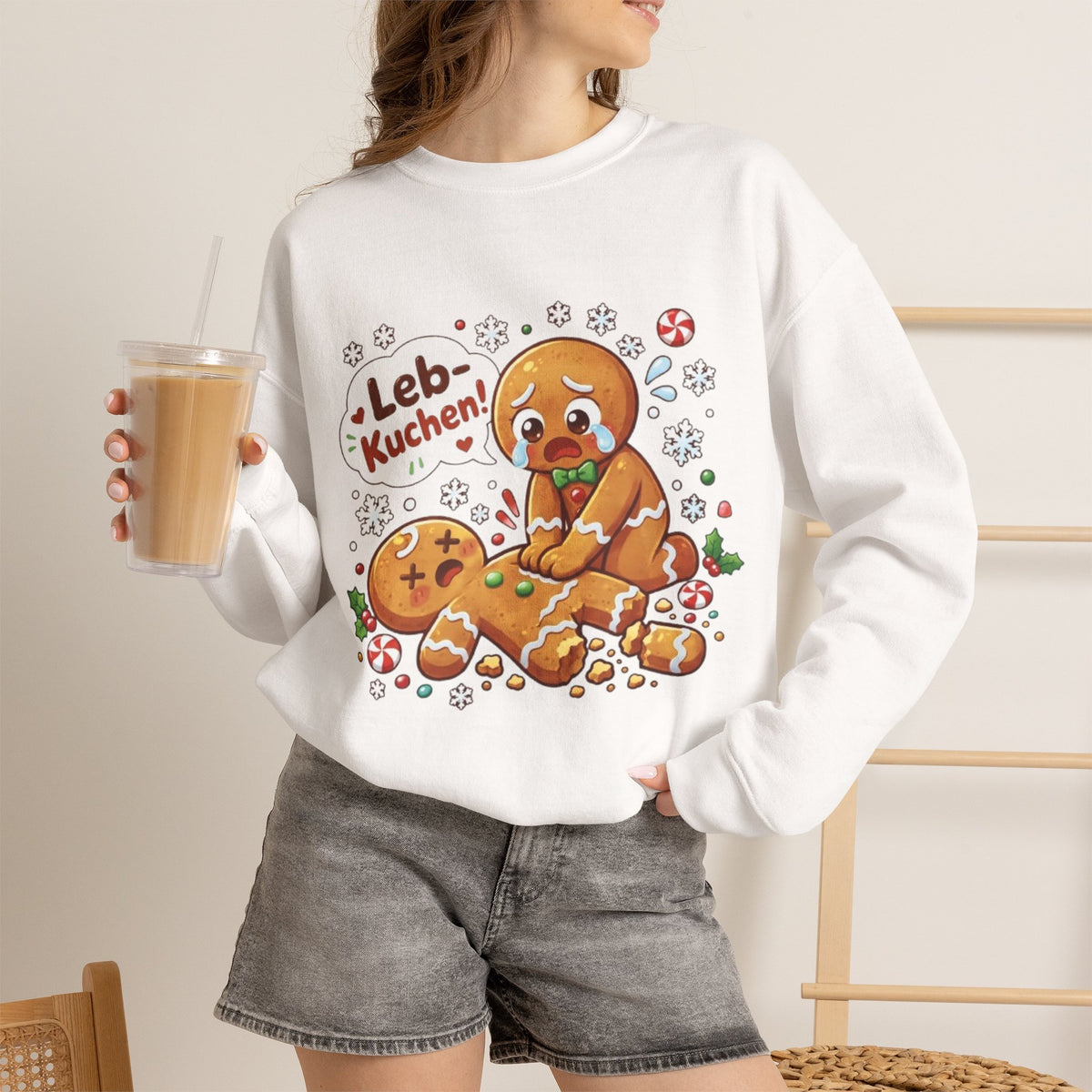 Weihnachtssweatshirt mit lustigem Lebkuchen-Motiv