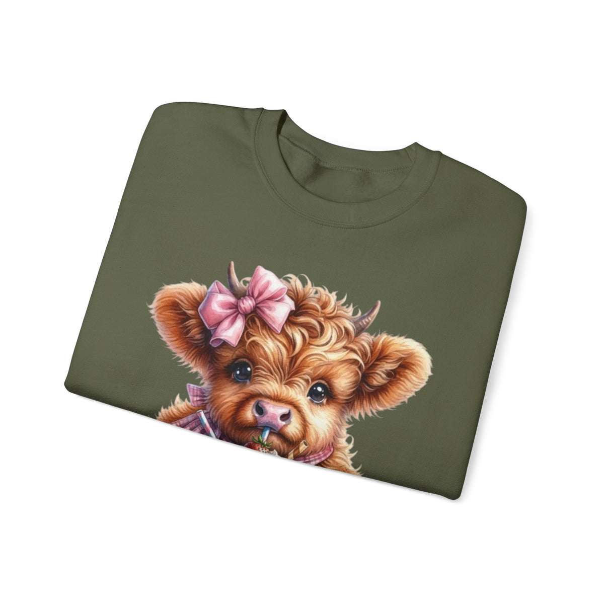 Sweatshirt mit Hochlandkalb und Erdbeerdrink