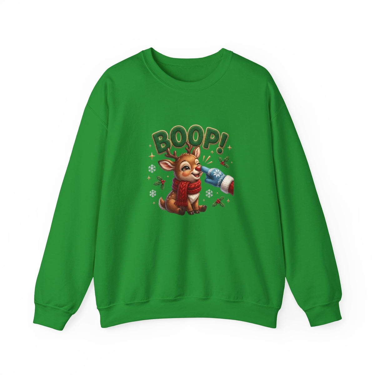 Weihnachtssweatshirt mit Rentier und „BOOP!“-Motiv
