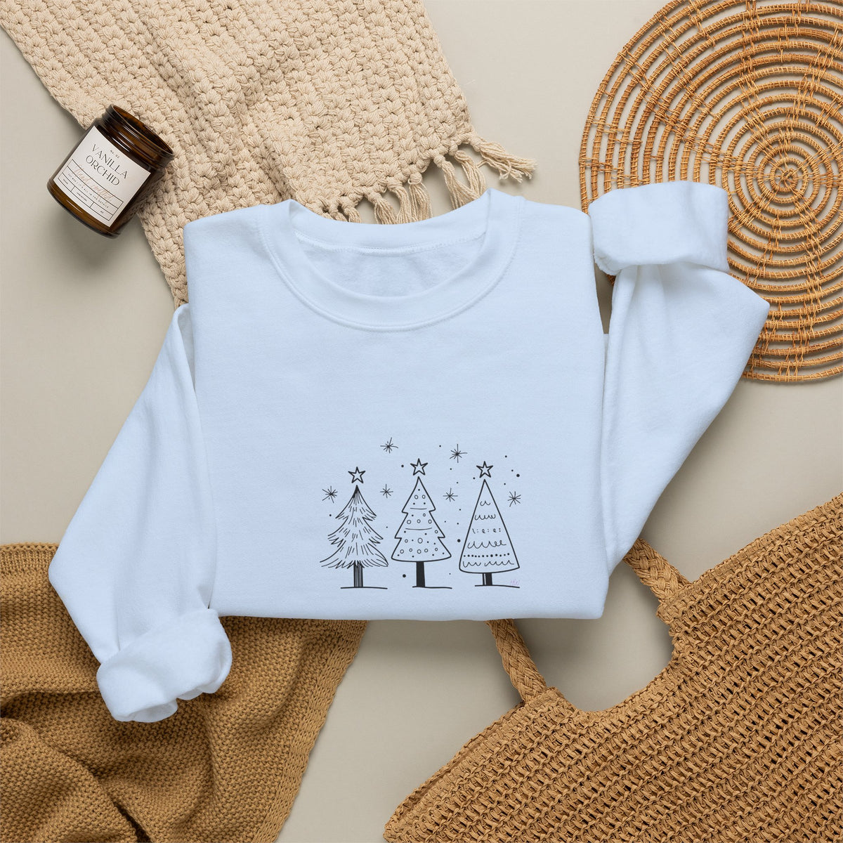 Minimalist Christmas Trees Holiday Crewneck Sweatshirt