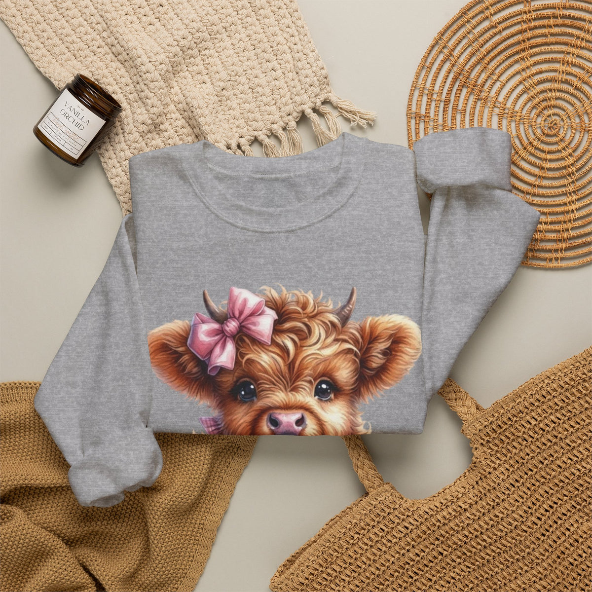 Sweatshirt mit Hochlandkalb und Erdbeerdrink