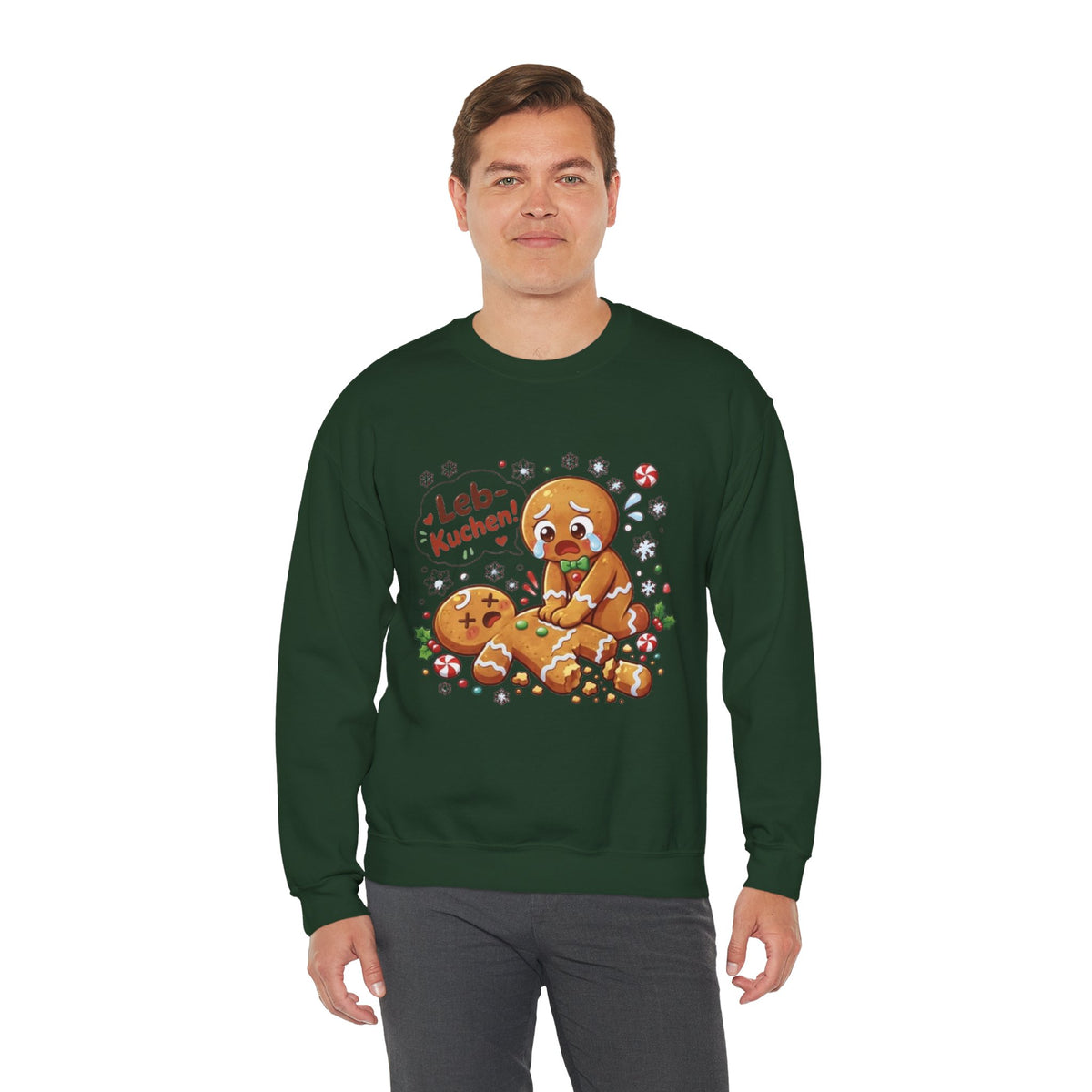 Weihnachtssweatshirt mit lustigem Lebkuchen-Motiv