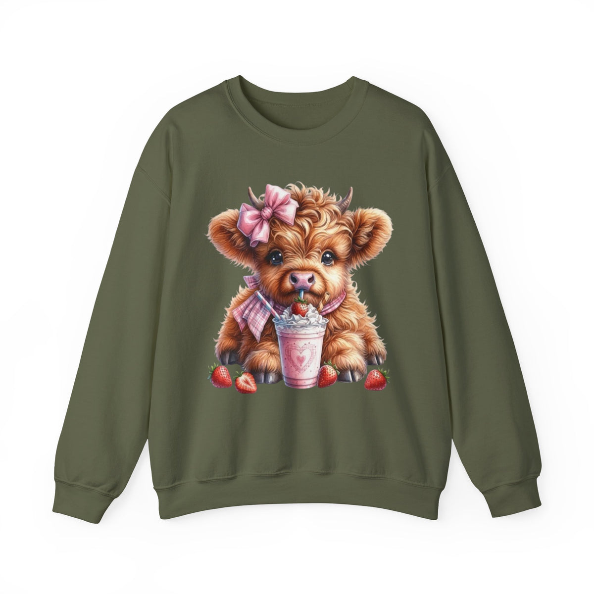 Sweatshirt mit Hochlandkalb und Erdbeerdrink