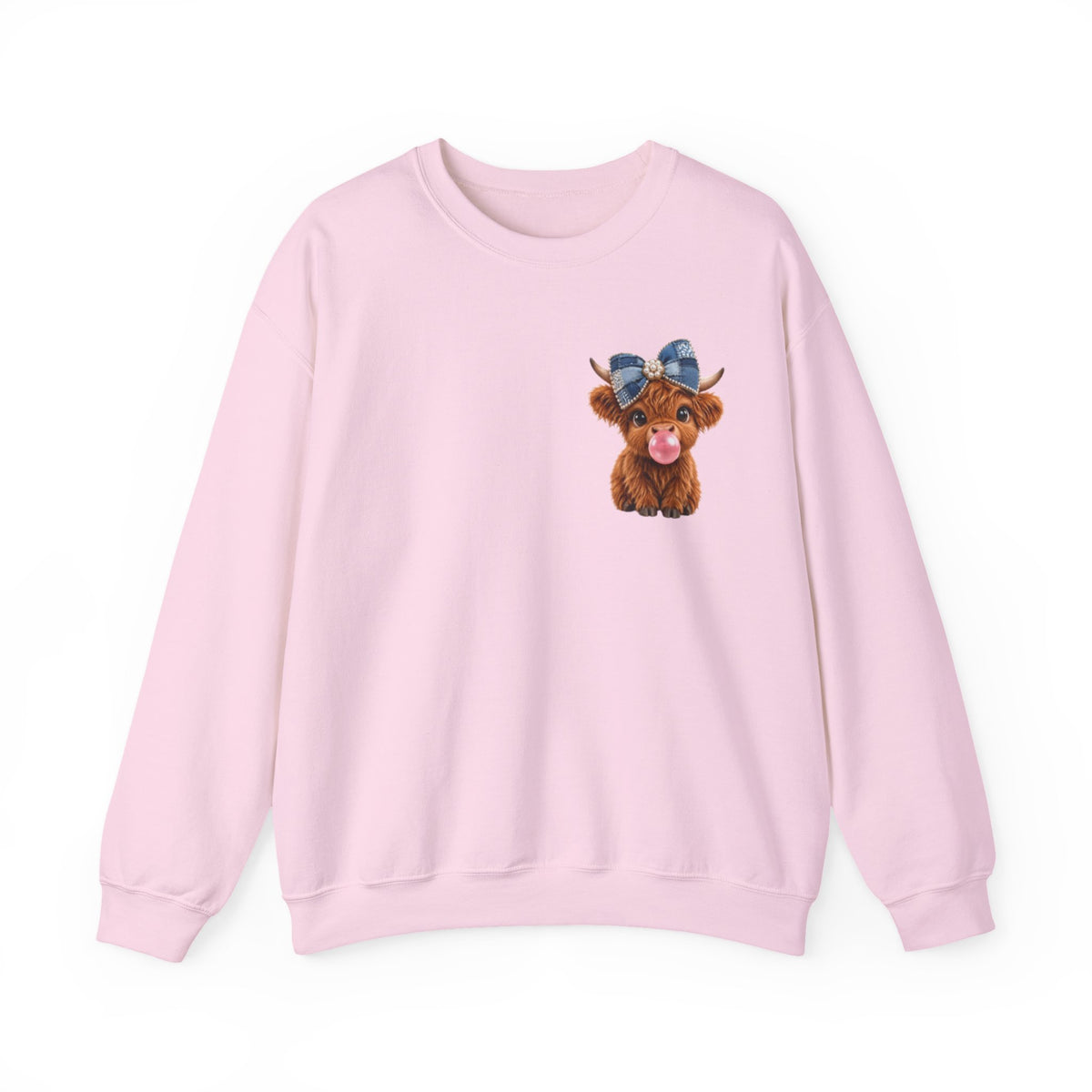 Sweatshirt mit niedlichem Hochlandrind – bestickt