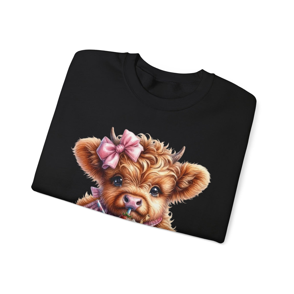 Sweatshirt mit Hochlandkalb und Erdbeerdrink