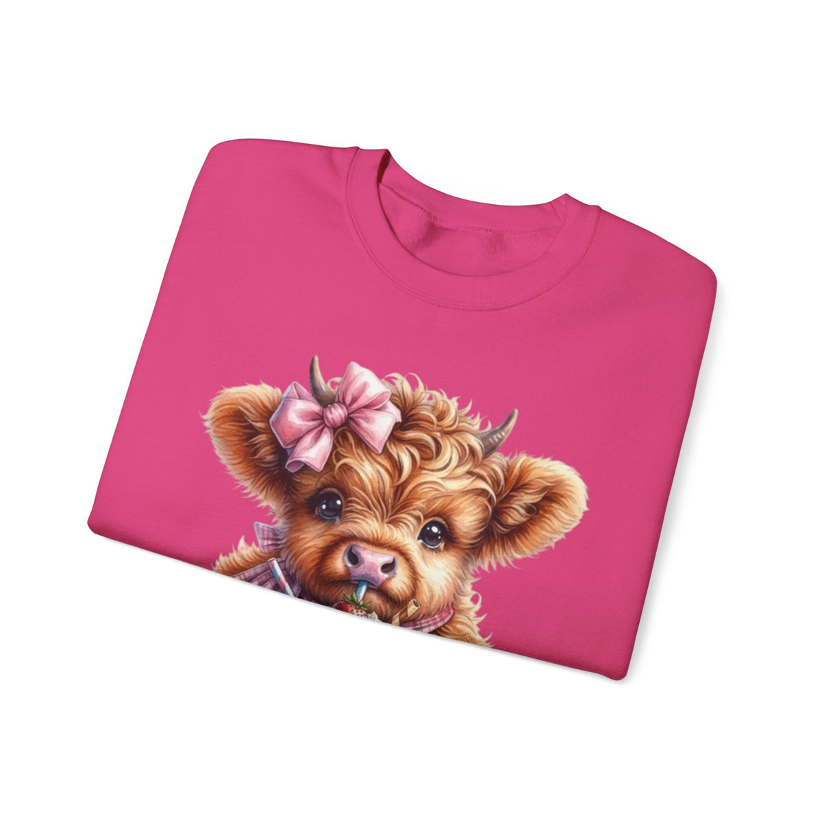Sweatshirt mit Hochlandkalb und Erdbeerdrink