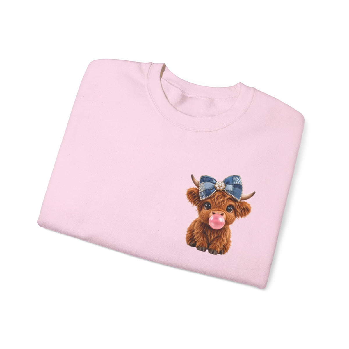 Sweatshirt mit niedlichem Hochlandrind – bestickt