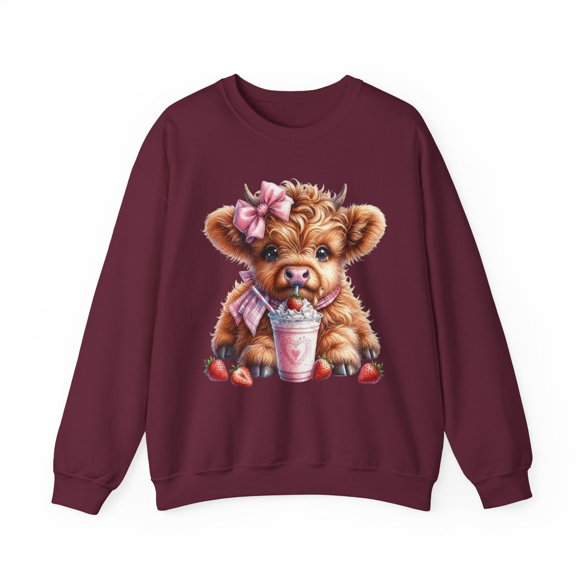 Sweatshirt mit Hochlandkalb und Erdbeerdrink