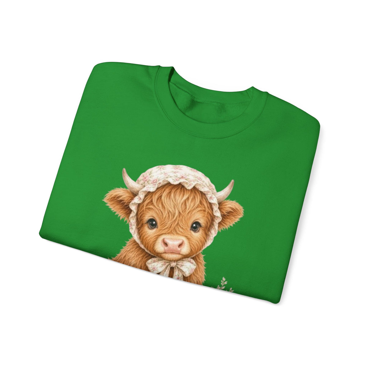 Sweatshirt mit Hochlandkalb und rosa Blumen