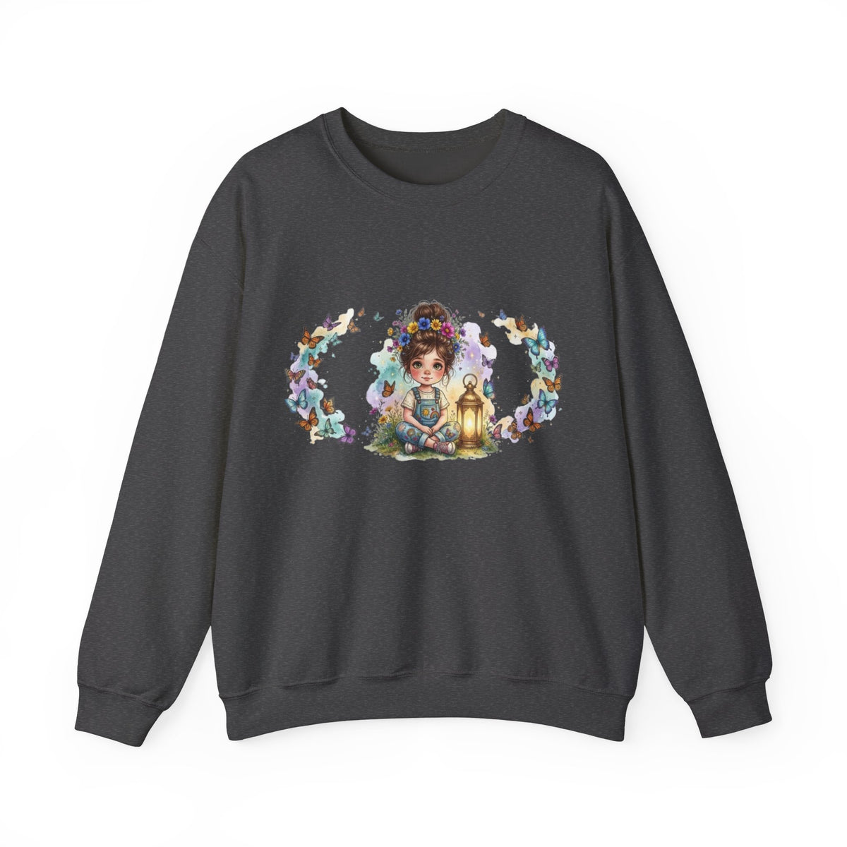 Sweatshirt mit Mädchen, Laterne und Schmetterlingen