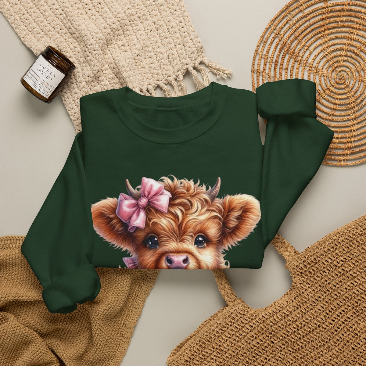 Sweatshirt mit Hochlandkalb und Erdbeerdrink