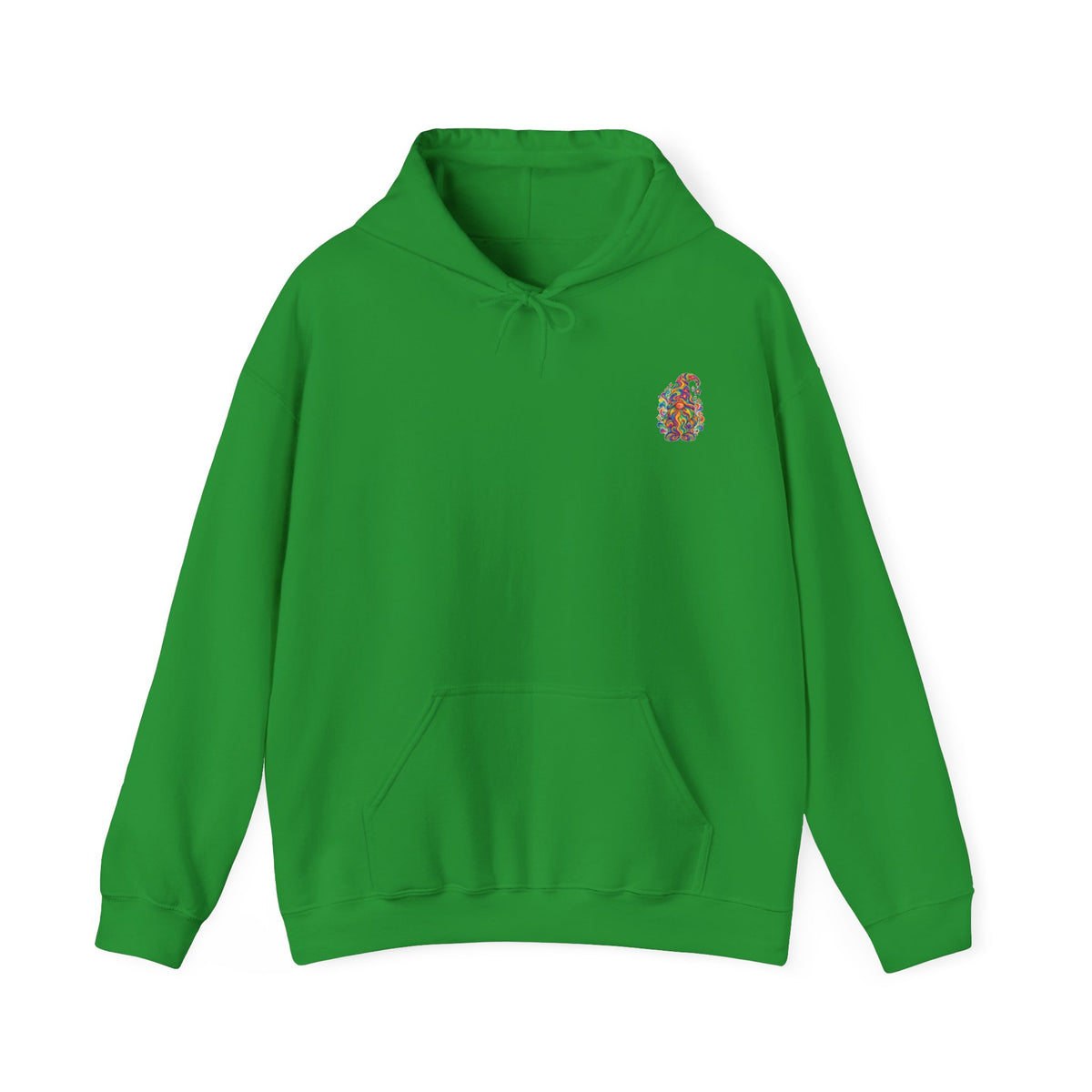Hoodie mit buntem psychedelischem Wichtel-Motiv