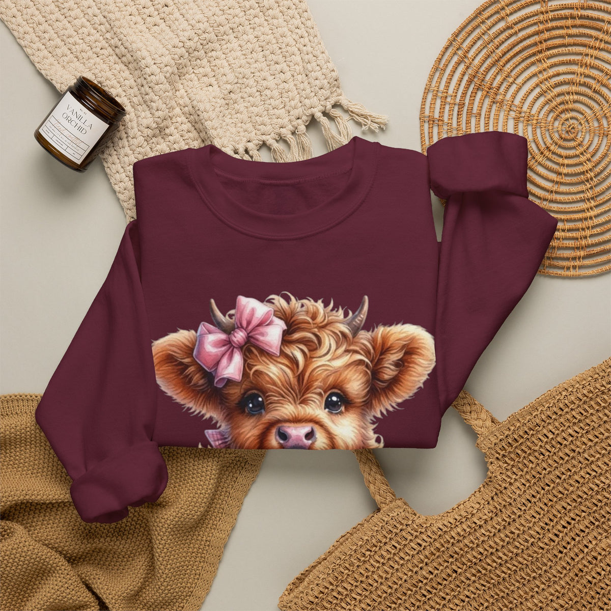 Sweatshirt mit Hochlandkalb und Erdbeerdrink