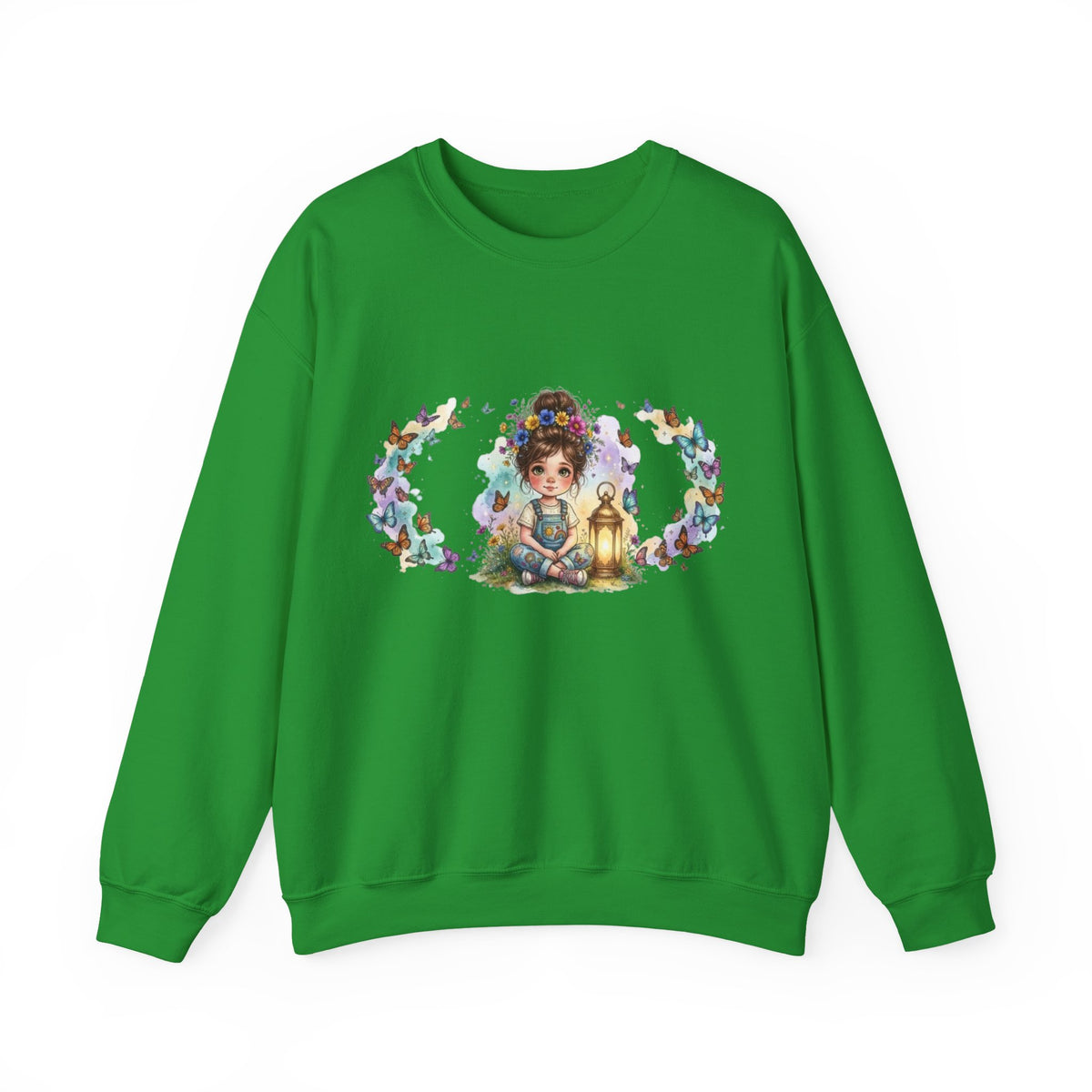 Sweatshirt mit Mädchen, Laterne und Schmetterlingen