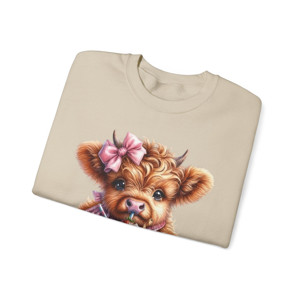 Sweatshirt mit Hochlandkalb und Erdbeerdrink