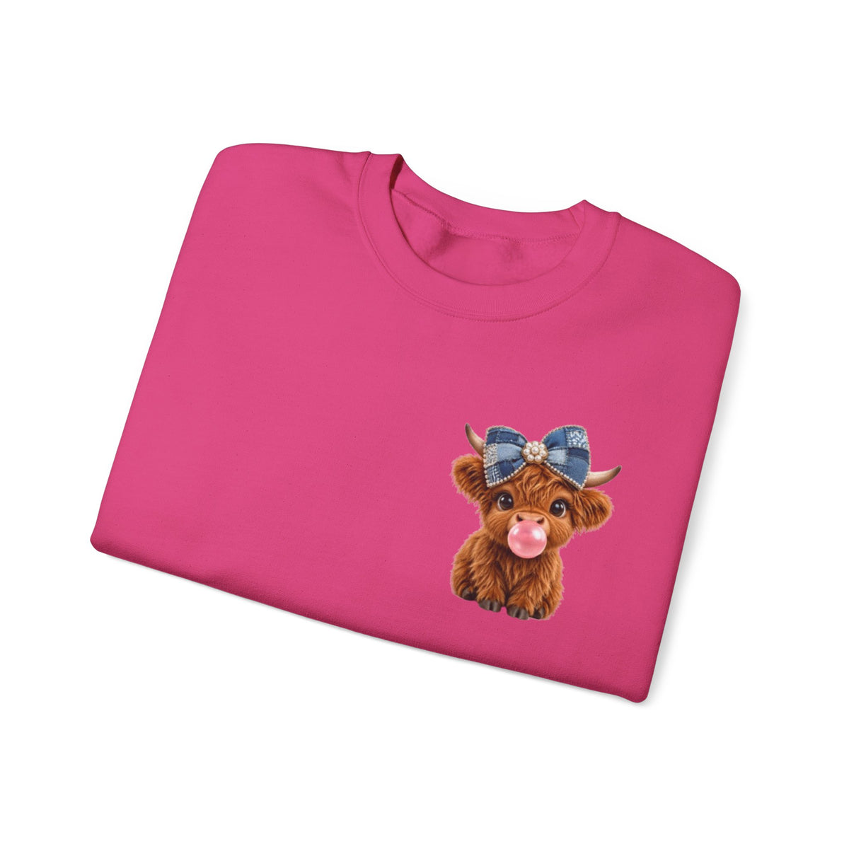 Sweatshirt mit niedlichem Hochlandrind – bestickt