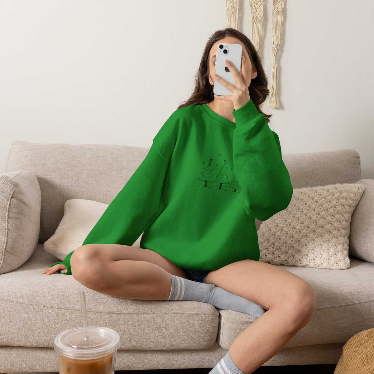 Minimalist Christmas Trees Holiday Crewneck Sweatshirt