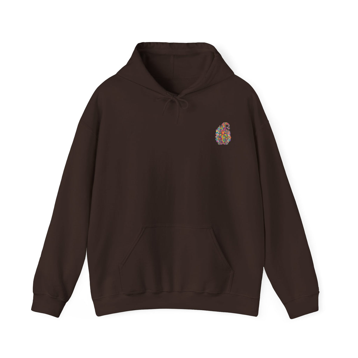 Hoodie mit buntem psychedelischem Wichtel-Motiv