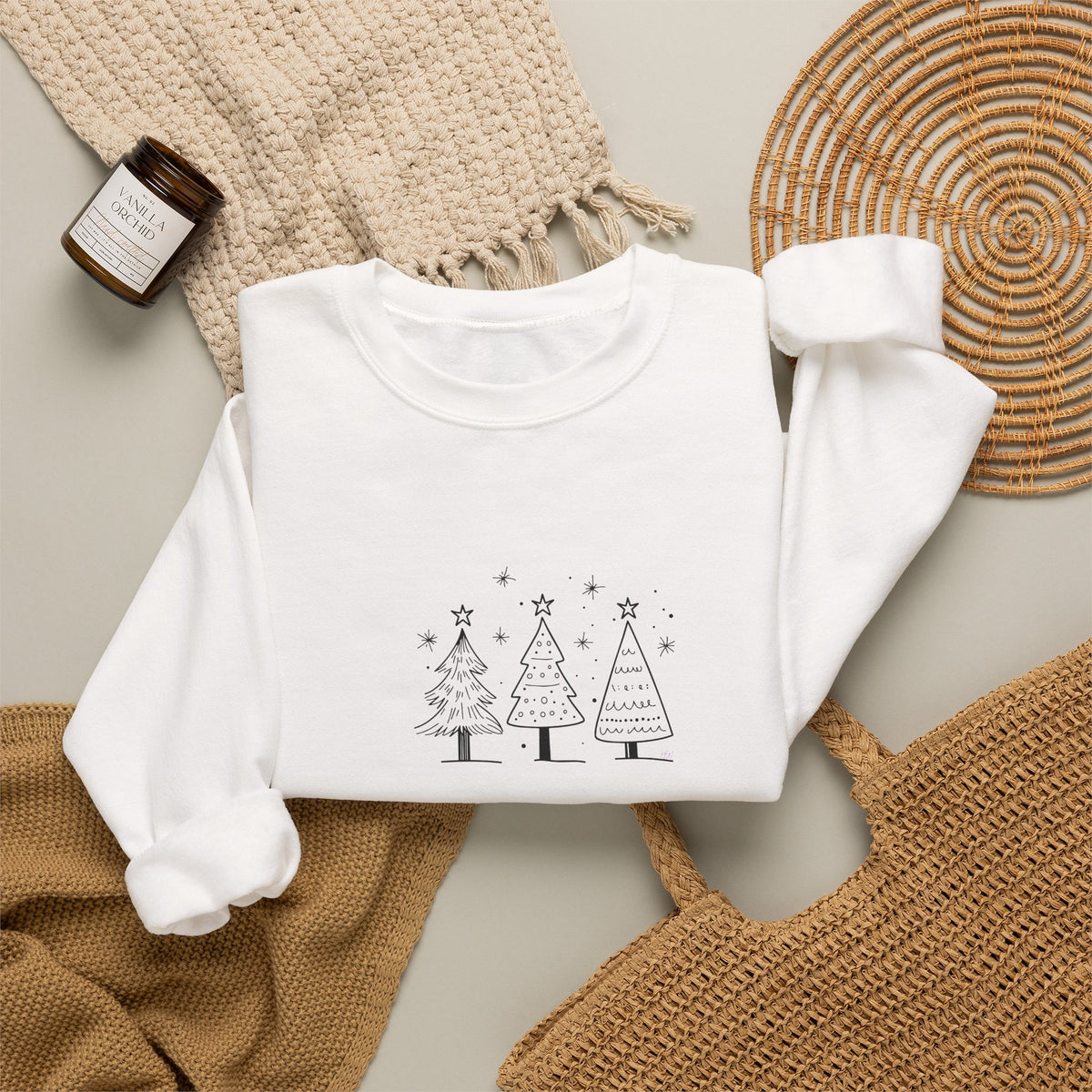 Minimalist Christmas Trees Holiday Crewneck Sweatshirt