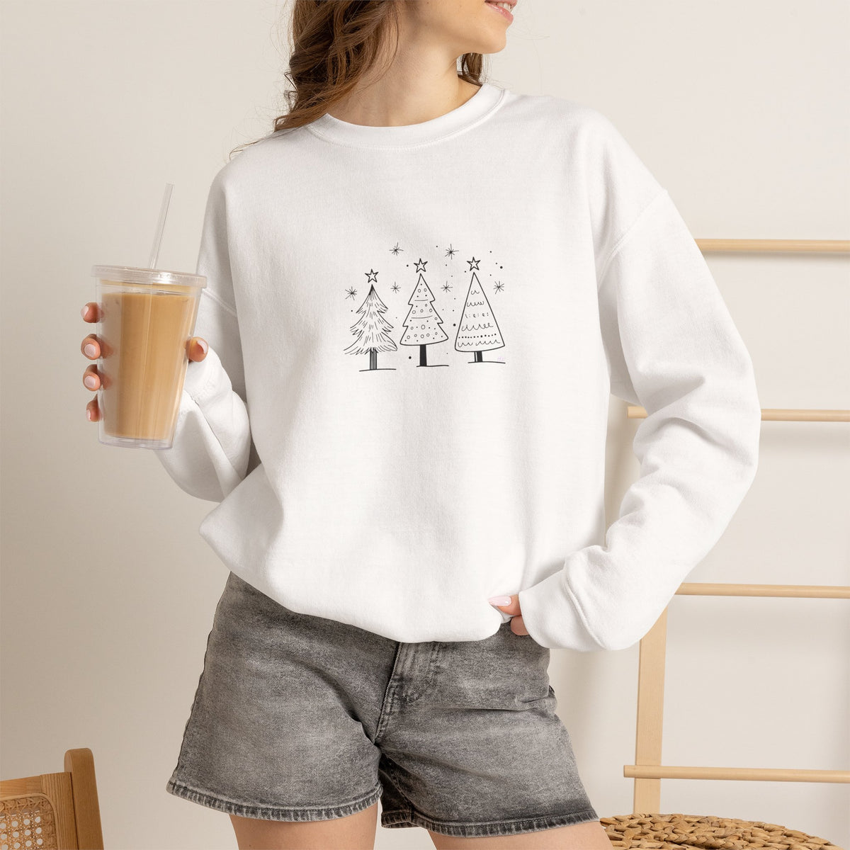 Minimalist Christmas Trees Holiday Crewneck Sweatshirt