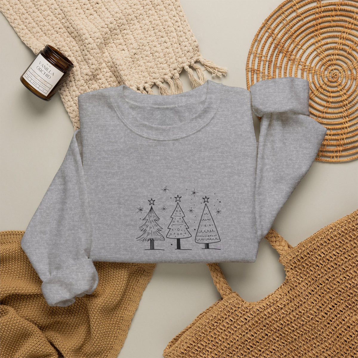 Minimalist Christmas Trees Holiday Crewneck Sweatshirt