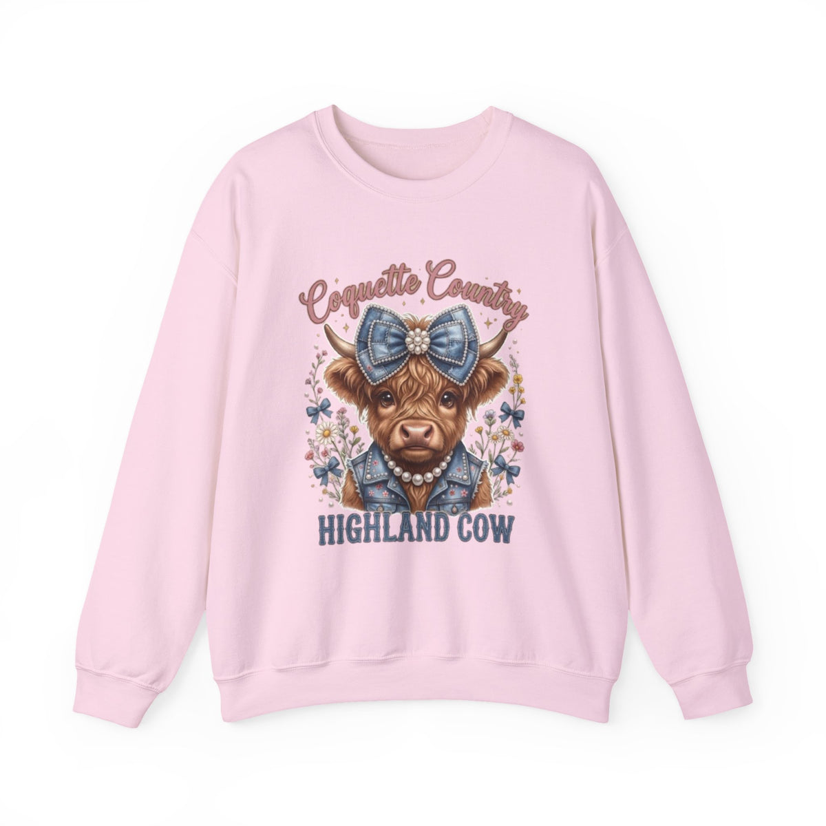 Sweatshirt mit Hochlandrind und blauer Schleife