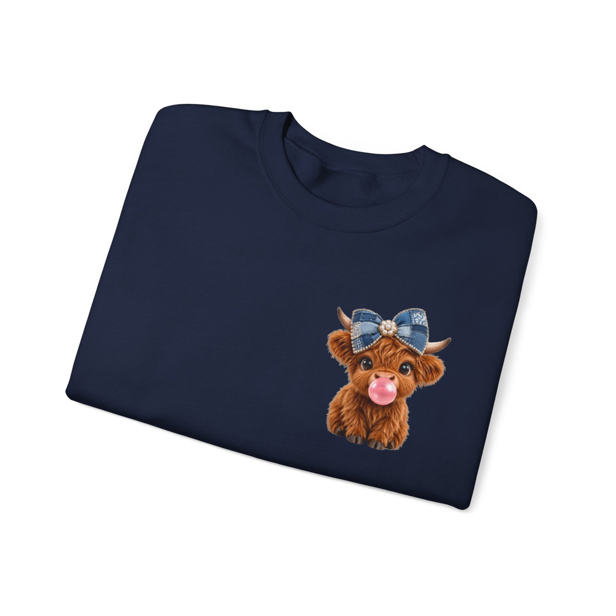 Sweatshirt mit niedlichem Hochlandrind – bestickt