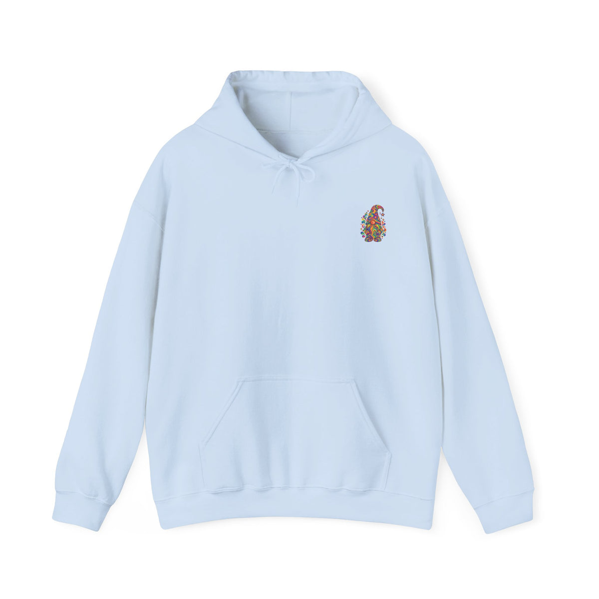 Hoodie mit buntem psychedelischem Wichtel-Motiv