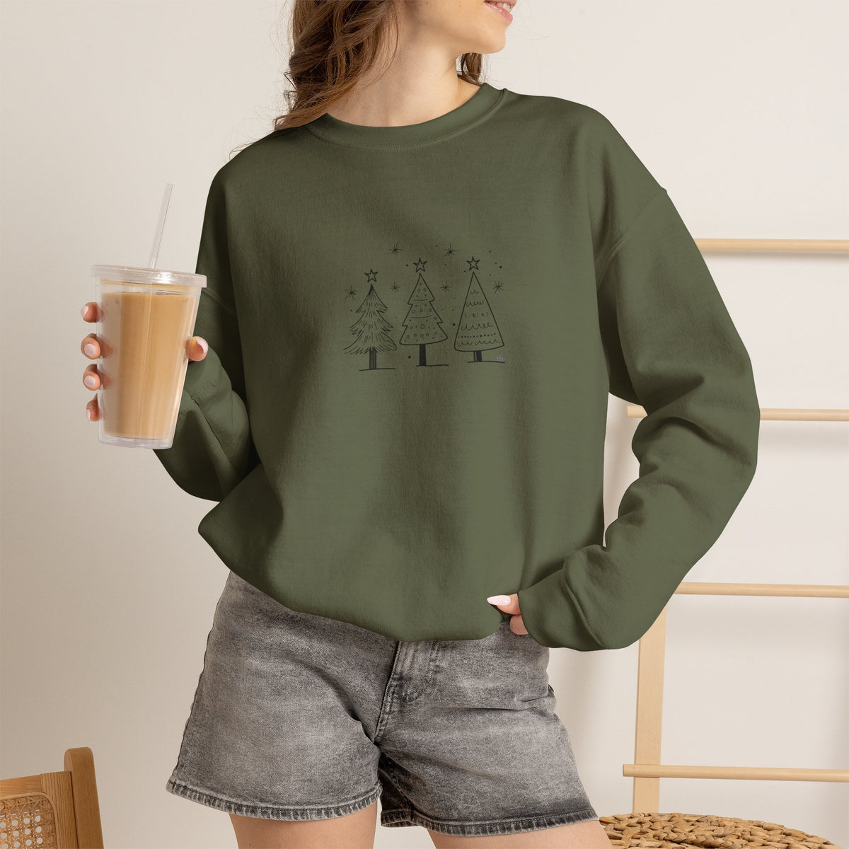 Minimalist Christmas Trees Holiday Crewneck Sweatshirt