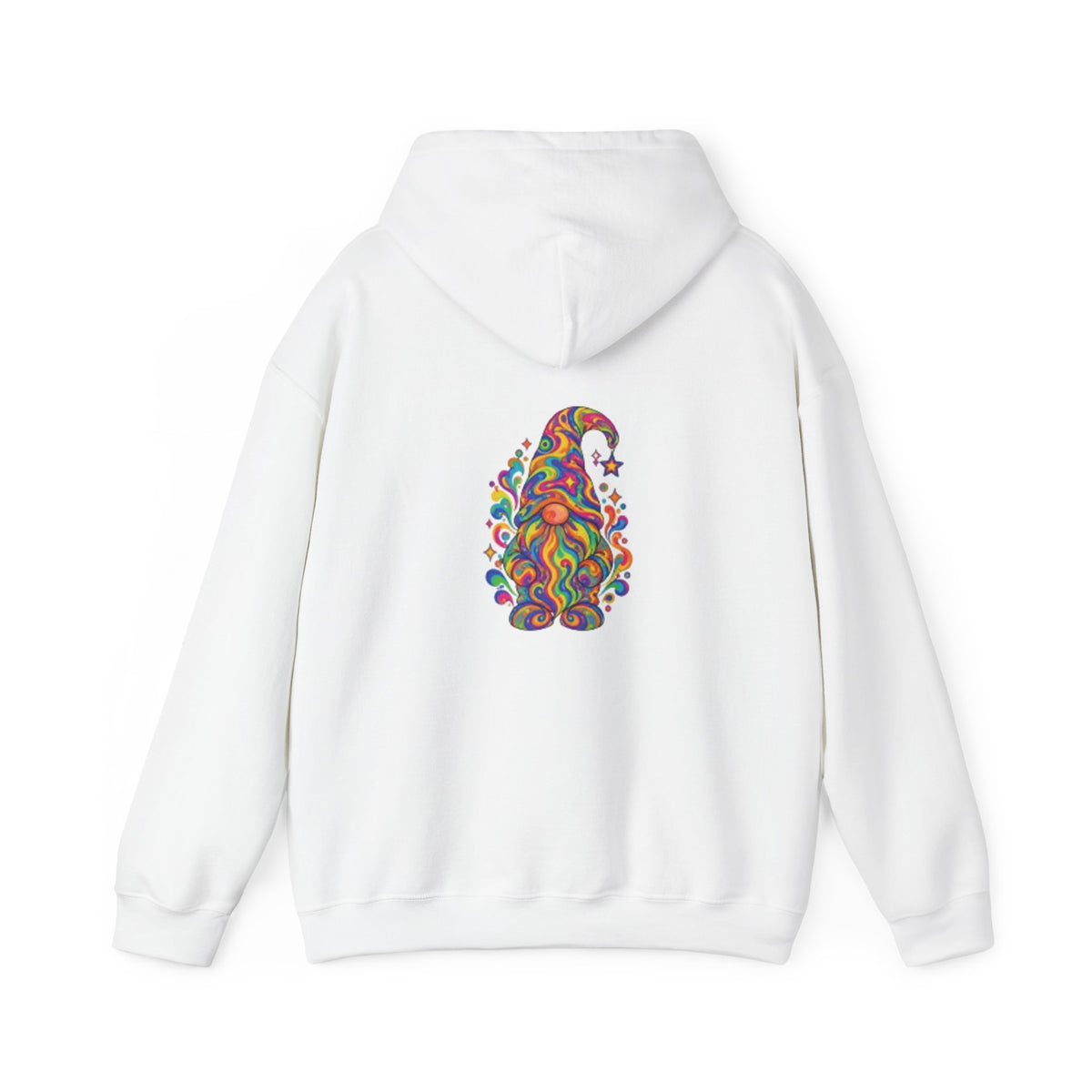Hoodie mit buntem psychedelischem Wichtel-Motiv