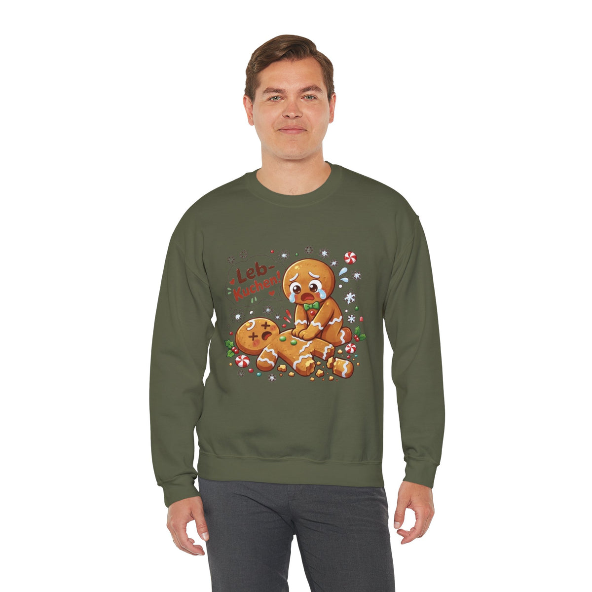 Weihnachtssweatshirt mit lustigem Lebkuchen-Motiv