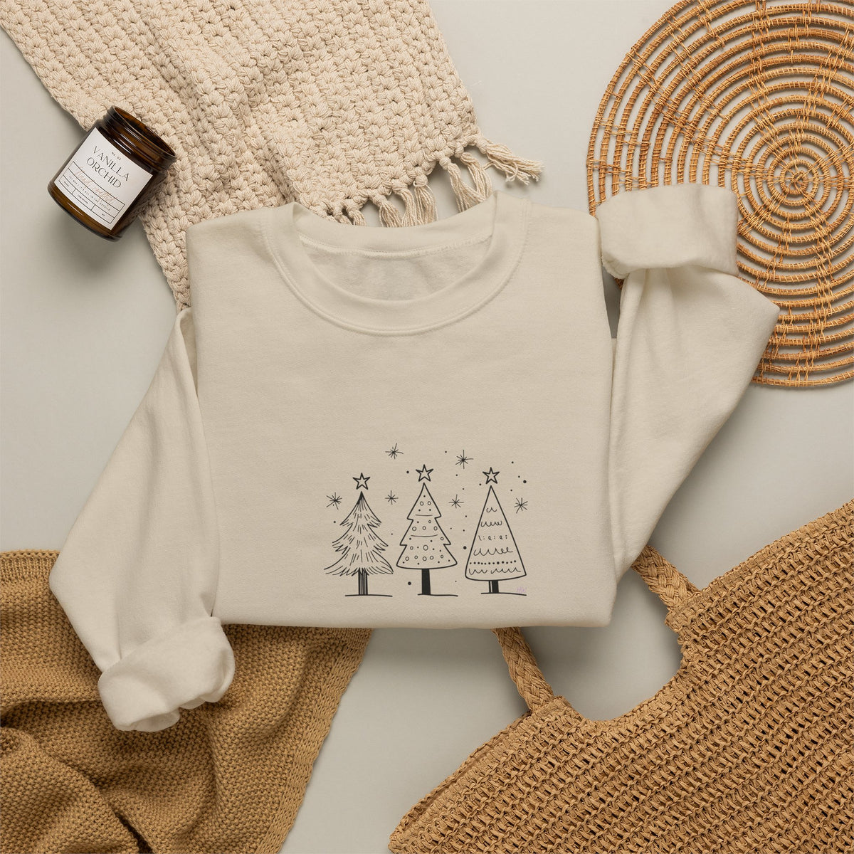Minimalist Christmas Trees Holiday Crewneck Sweatshirt