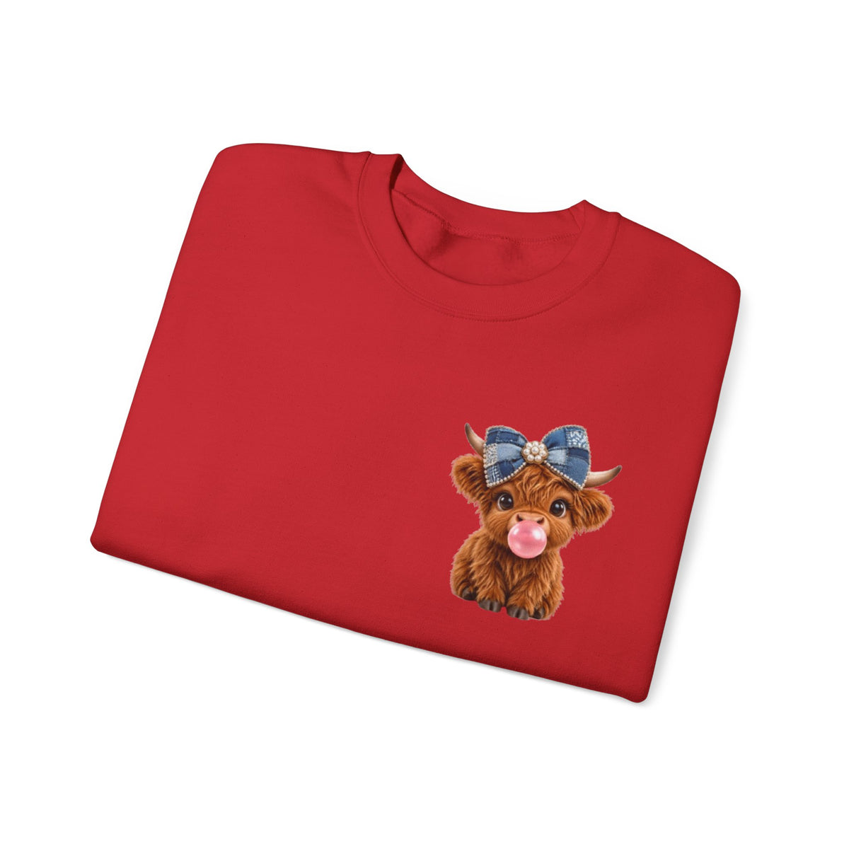 Sweatshirt mit niedlichem Hochlandrind – bestickt