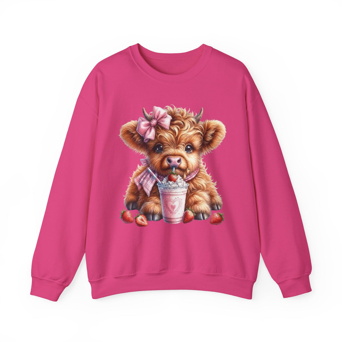 Sweatshirt mit Hochlandkalb und Erdbeerdrink