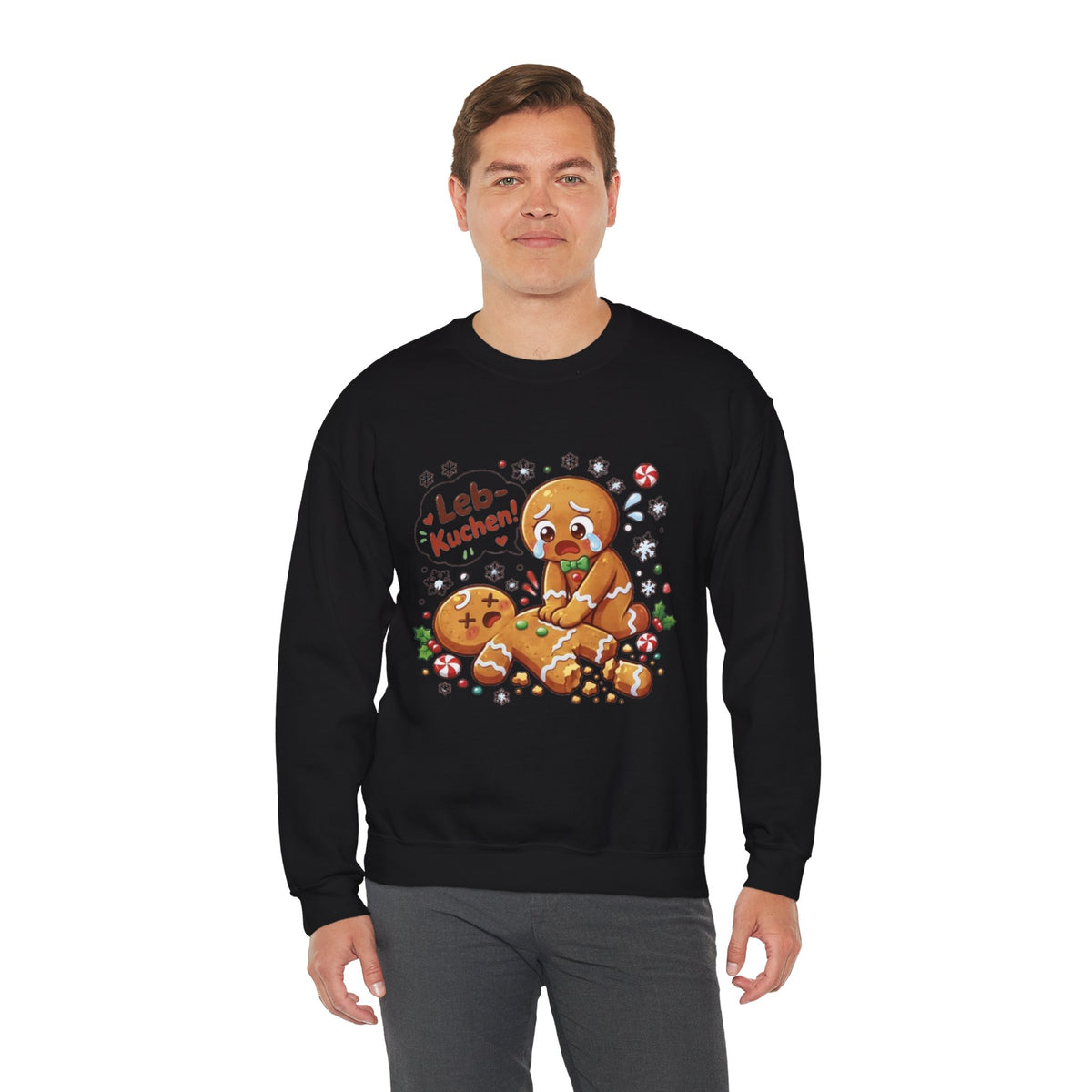 Weihnachtssweatshirt mit lustigem Lebkuchen-Motiv