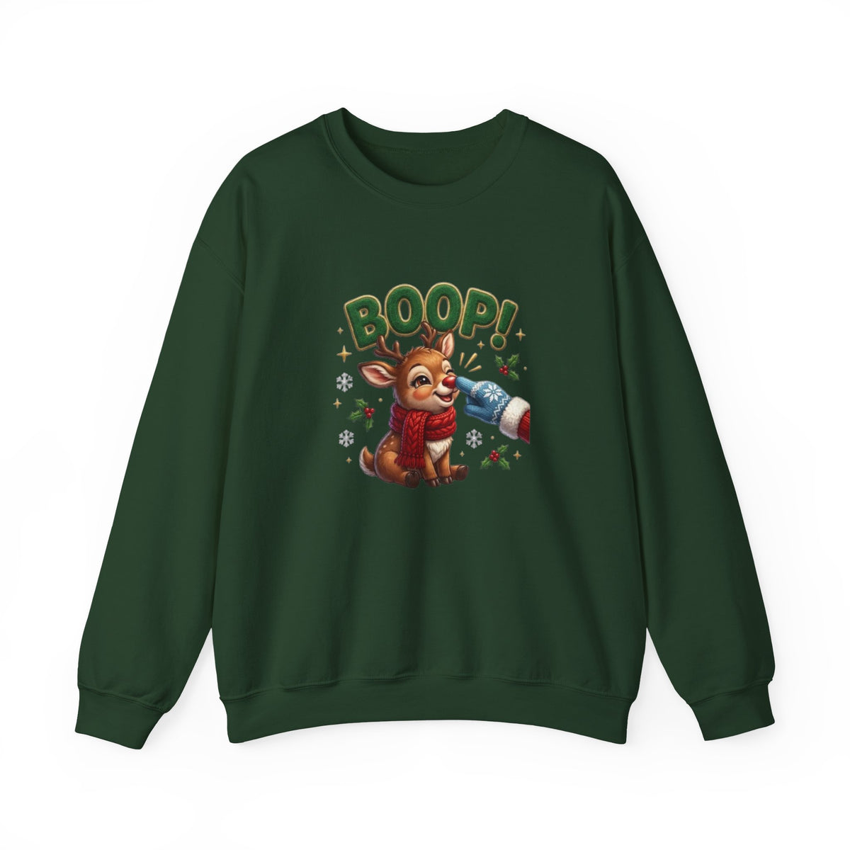 Weihnachtssweatshirt mit Rentier und „BOOP!“-Motiv