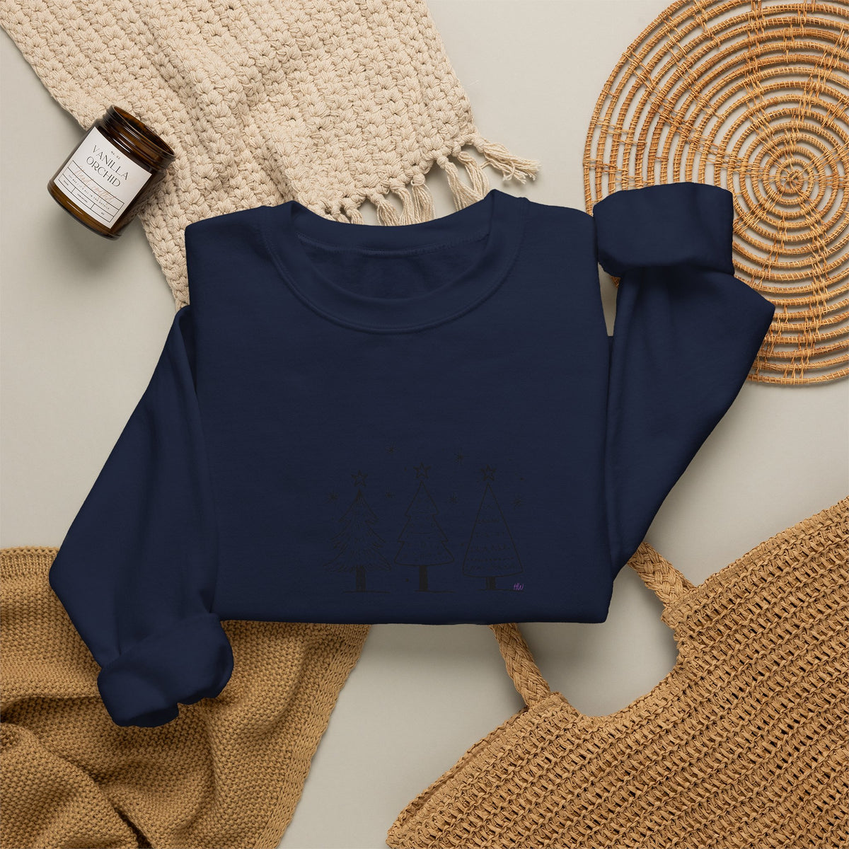 Minimalist Christmas Trees Holiday Crewneck Sweatshirt
