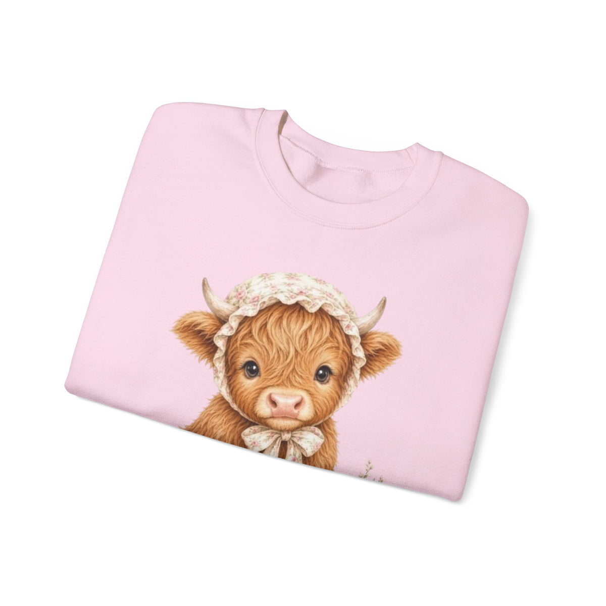 Sweatshirt mit Hochlandkalb und rosa Blumen