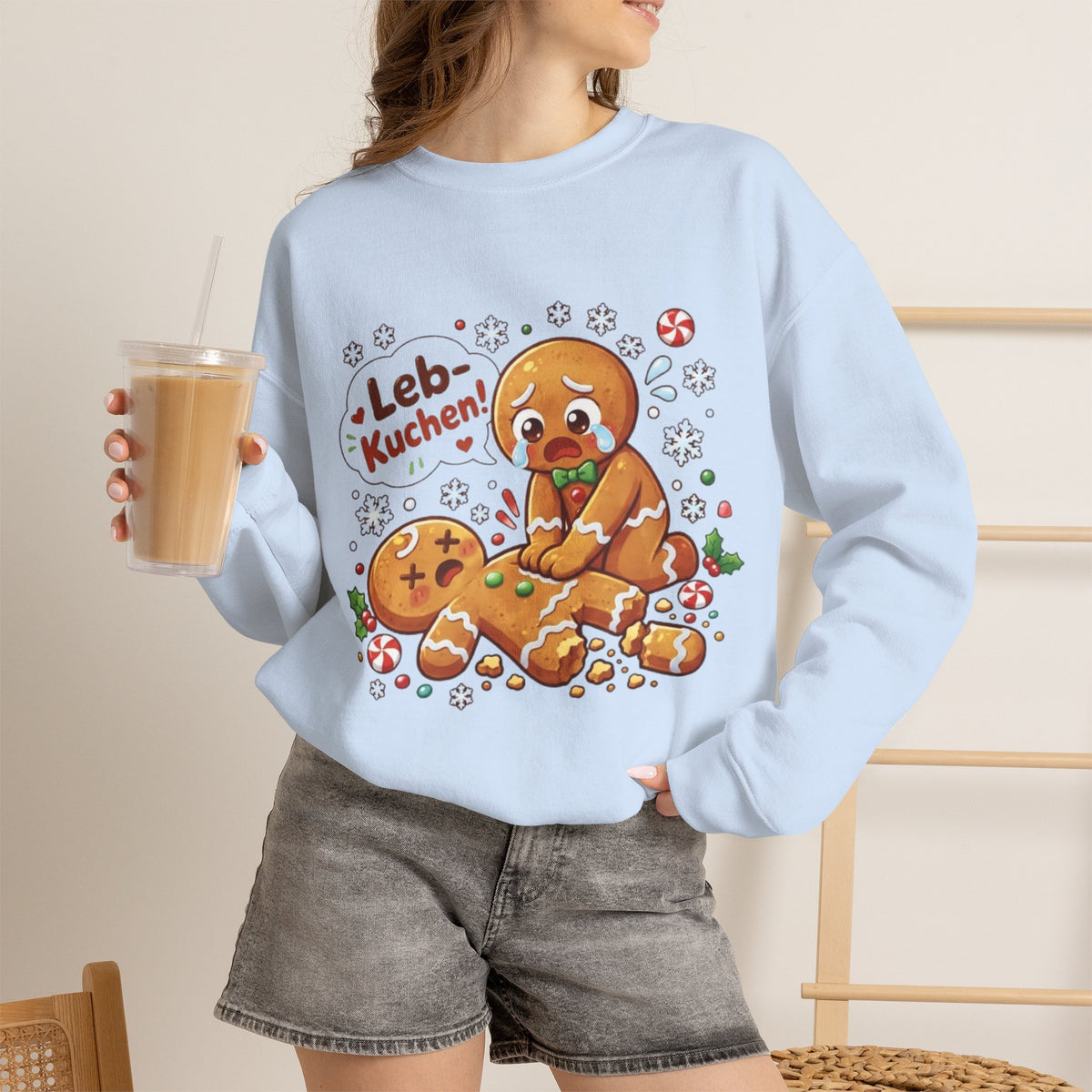 Weihnachtssweatshirt mit lustigem Lebkuchen-Motiv