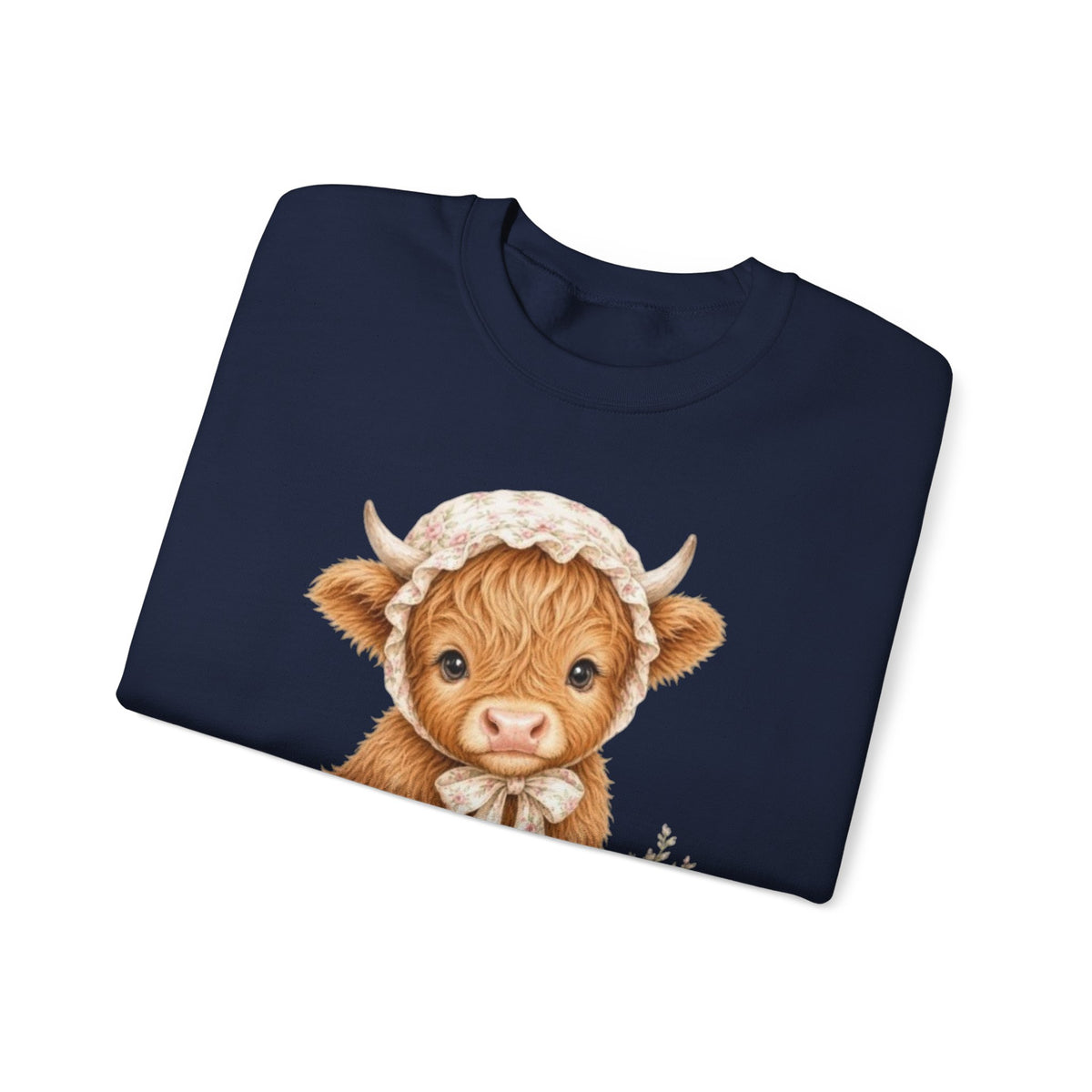 Sweatshirt mit Hochlandkalb und rosa Blumen