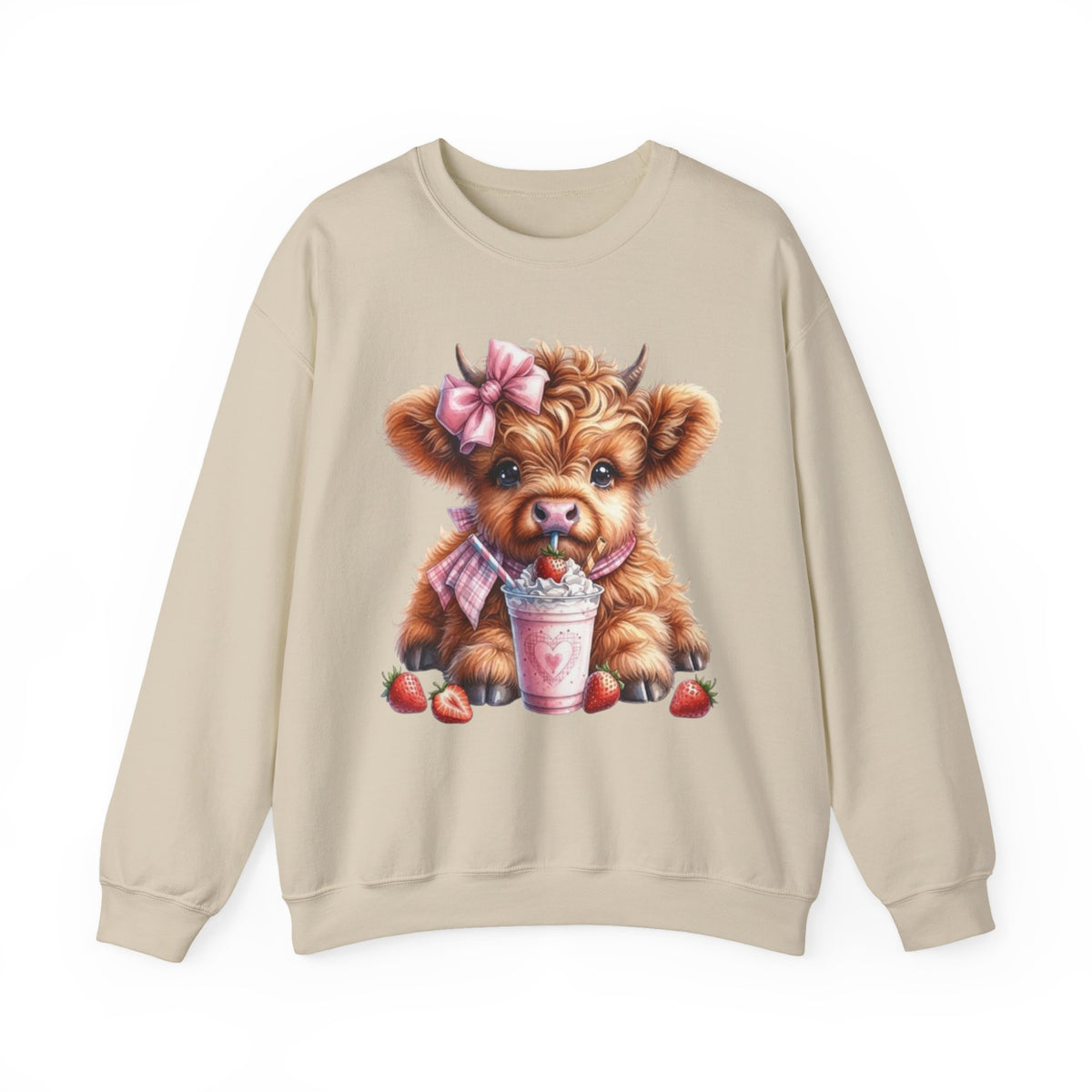 Sweatshirt mit Hochlandkalb und Erdbeerdrink