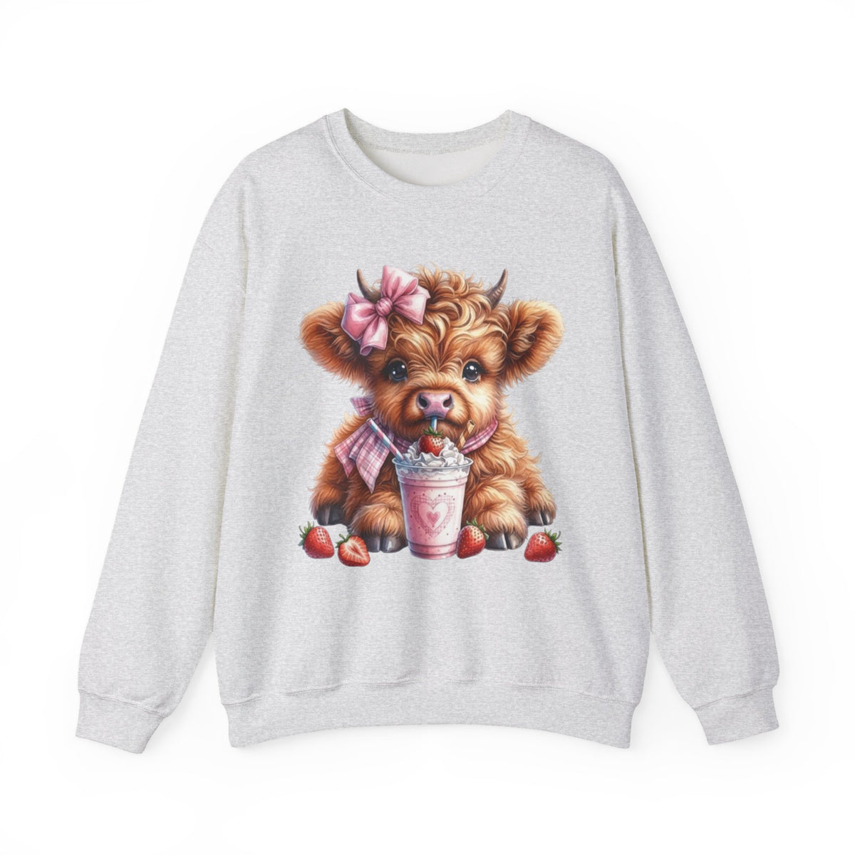 Sweatshirt mit Hochlandkalb und Erdbeerdrink